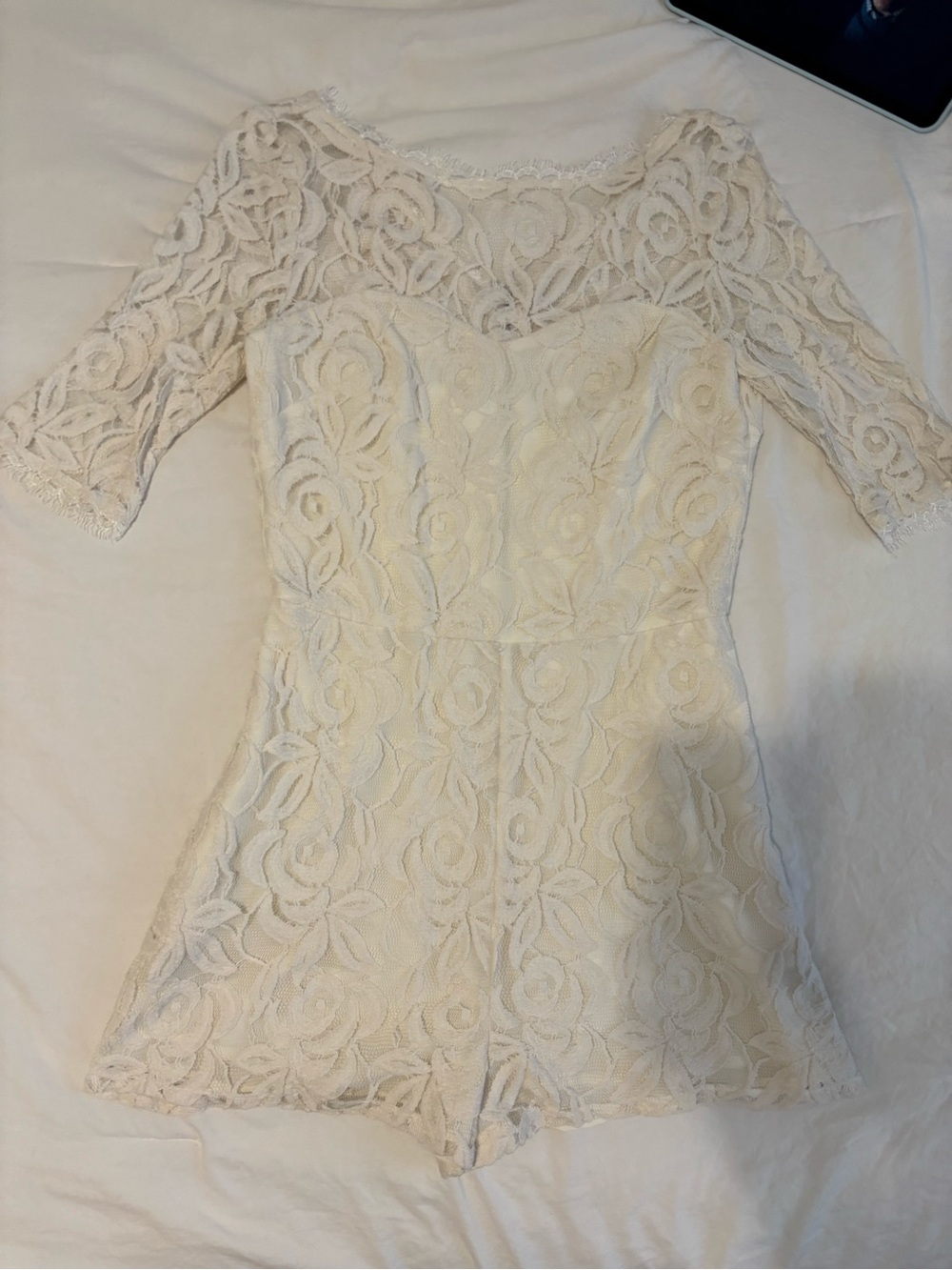 BCBGeneration Ivory Lace Mini Dress Romper